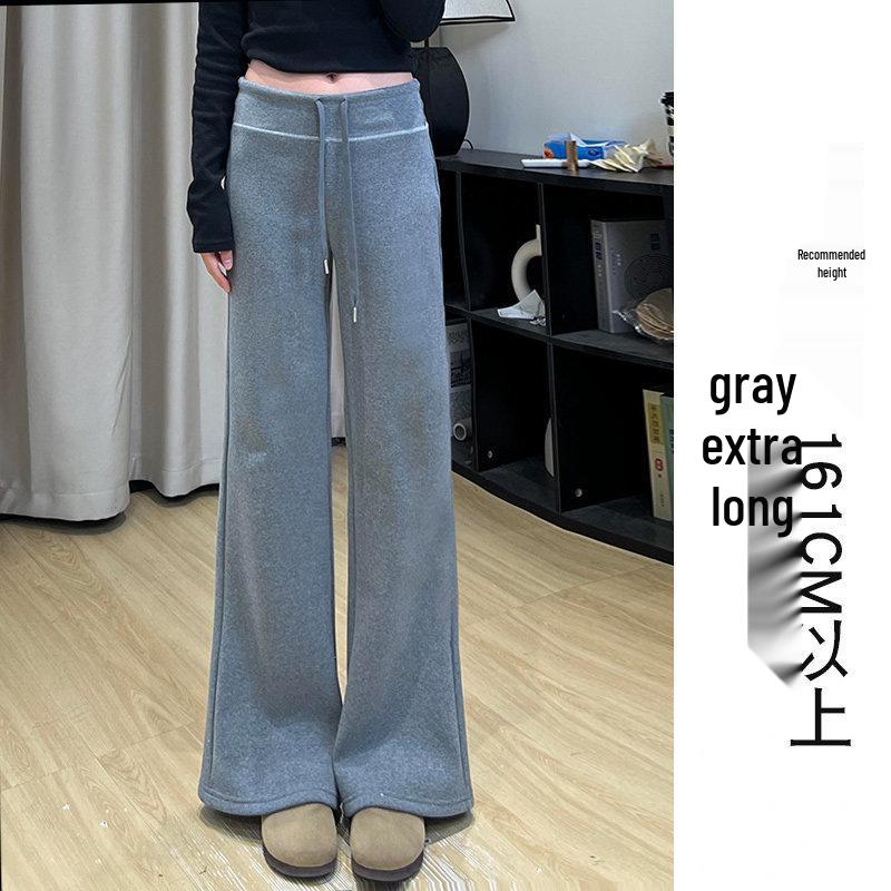 Women's High Waist Gray Sweatpants - Spring Autumn 2025 Collection, Slimming Straight Leg, Drape Design, Casual Wide-Leg, Autumn Winter Style