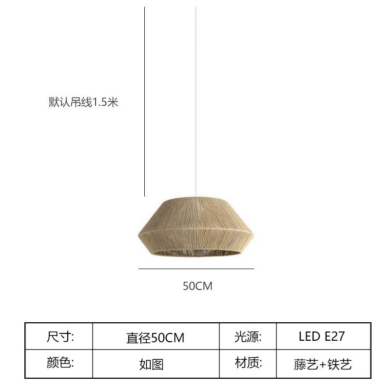 Colourful Bonbon pendant light Retro Hemp Rope Pendant lamp for Living Room bedroom Restaurant Japanese Rattan Wood woven lamp