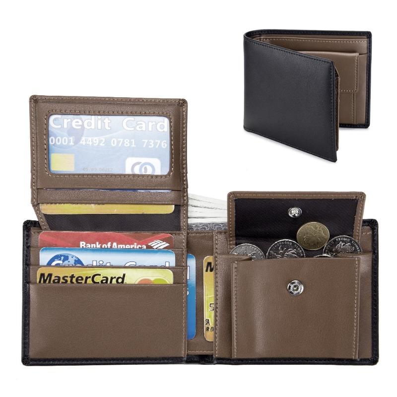 

Genuine leather men s short wallet, new soft cowhide three-fold wallet, men s RFID multi-functional retro wallet