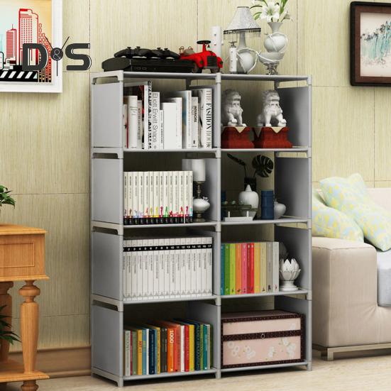 Storage Rack Easy Assembly Metal Tubes Non-Woven Fabric Dustproof Waterproof Large Capacity Book Organizer