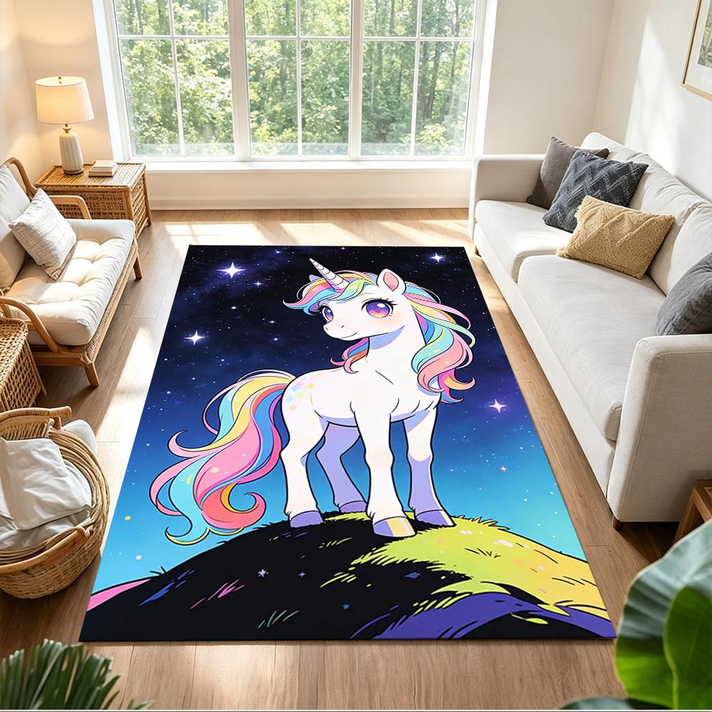 Magical Unicorn Dreamscape Non-Slip Home Carpet Design for Office Decor Living Room Bedroom Gift