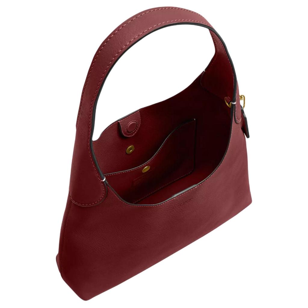 Coach Brooklyn 28 Logo Chiusura Magnetica Pelle a Grana Naturale Borsa a Spalla Tote Media da Donna Rosso Profondo Rubino CU068-B4XEP