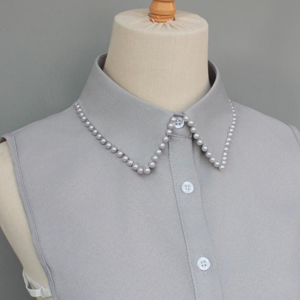 Exquisite fake collars with hand-sewn pearl embellishments. These decorative collars are unique, versatile, and detachable. The