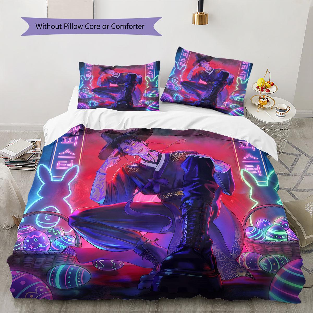 

Jinu Pattern Bedding Quilt Set Quilt Cover Pillowcase Home Decoration Birthday Gift (1 * duvet cover + 2 * pillowcase, without core) 135x200cm