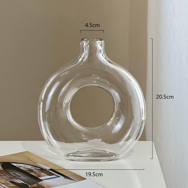 

Glass Vase Geometric Hollow Circles Flower Vase Hydroponics Terrarium Doughnut Flower Arrangement Home Decoration Accessories