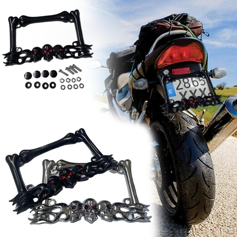 License Plate Skull Head Plastic License Plate Frame Suitable for Motorcycle