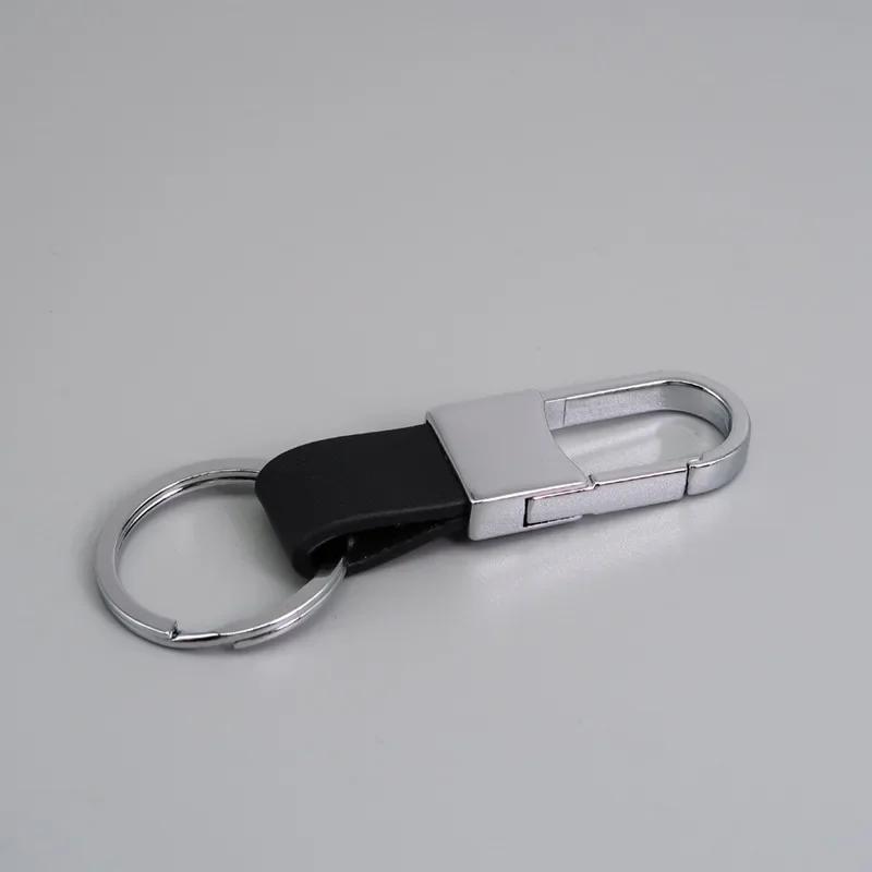 Custom Logo Name Simplicity Matte Finish Metal Leather Keychain with Laser Engraved Keyring Key Ring Chains Creative for Gif