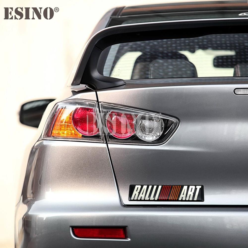 2 stk 3D Bilstyling Aluminium Lim Dekal Bilmerke Biltilbehør Selvklebende Merke for Ralliart Ralli Art