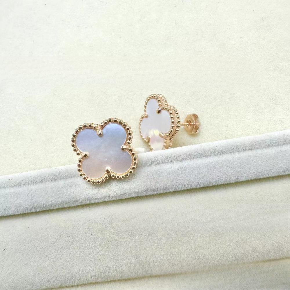 High-End Klassische Vierblattklee-Ohrringe für Damen, Roter Chalcedon High-End Damenohrringe