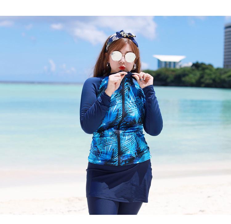 Women's Plus Size Long Sleeve Slimming Jellyfish Wetsuit - Conservative Sun Protection Swimwear