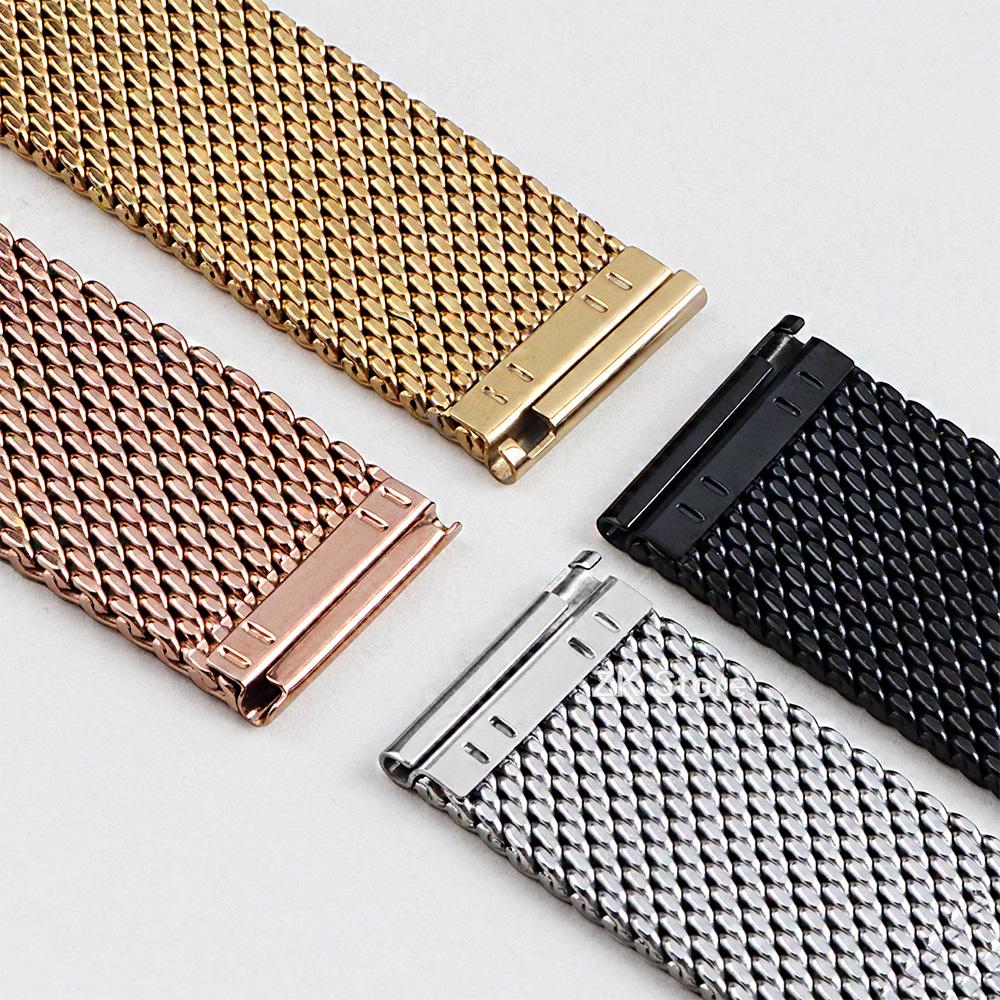Mesh Edelstahl Uhrenarmband 18mm 20mm 22mm 24mm Uhrenarmband Metall Schnellverschlussband Universalschlaufe Armband Gürtel