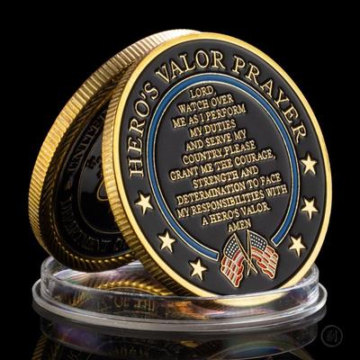 Moeda Desafio da Força Espacial dos Estados Unidos e Oração Heros Valor por Coragem Moeda Lembranças Moedas Banhadas a Ouro Decorações
