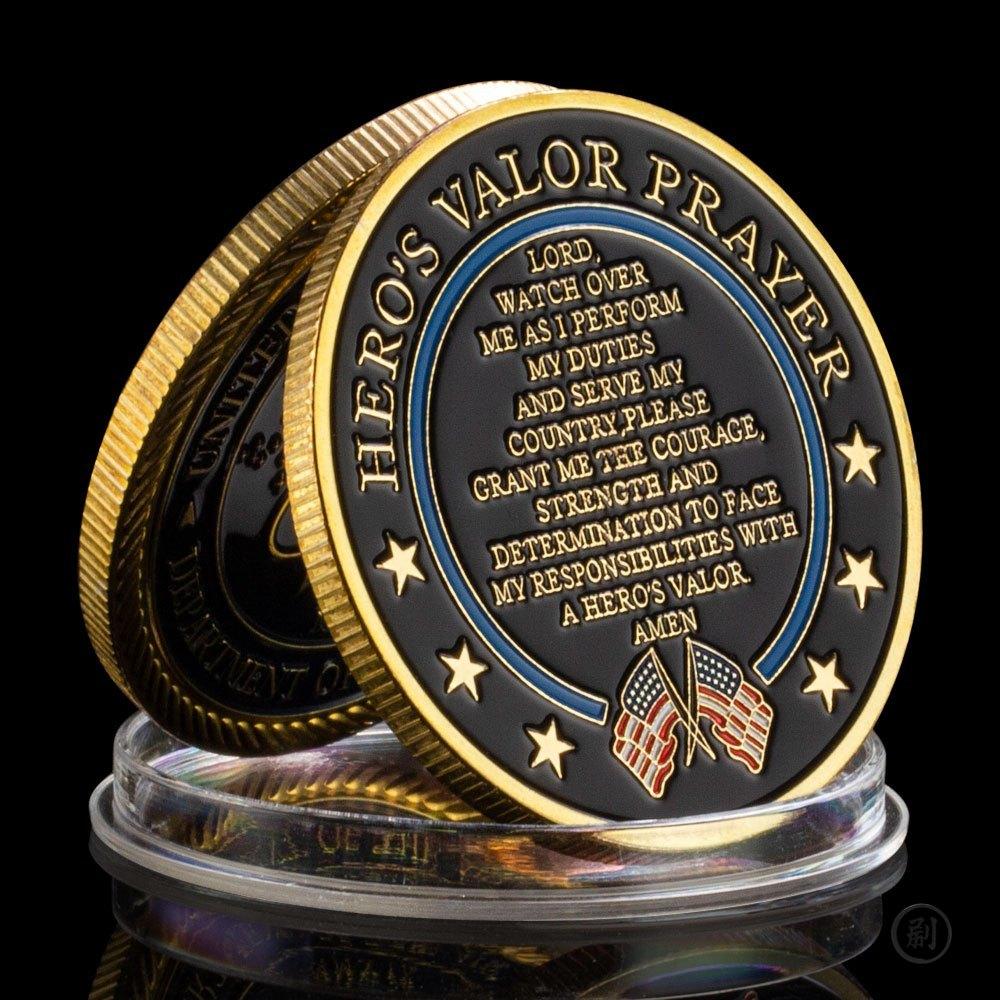 United States Space Force Challenge Coin and Heros Valor Prayer for Courage Coin Souvenirs Coins Golden Plated Decorations