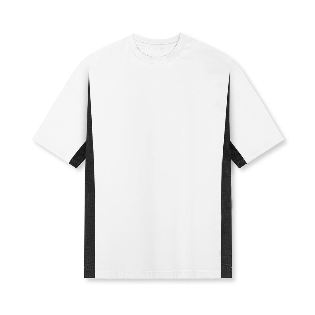 Summer American Sports Fitness Short-sleeved Men's Mesh Splicing Breathable American Round Neck Loose Solid Color T-shirt