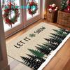 1pc, 2D Flat Printing, LET IT SNOW Christmas Tree Christmas Holiday Door Mat, Non-Slip Machine Washable Easy To Clean Polyester Carpet, Suitable for H