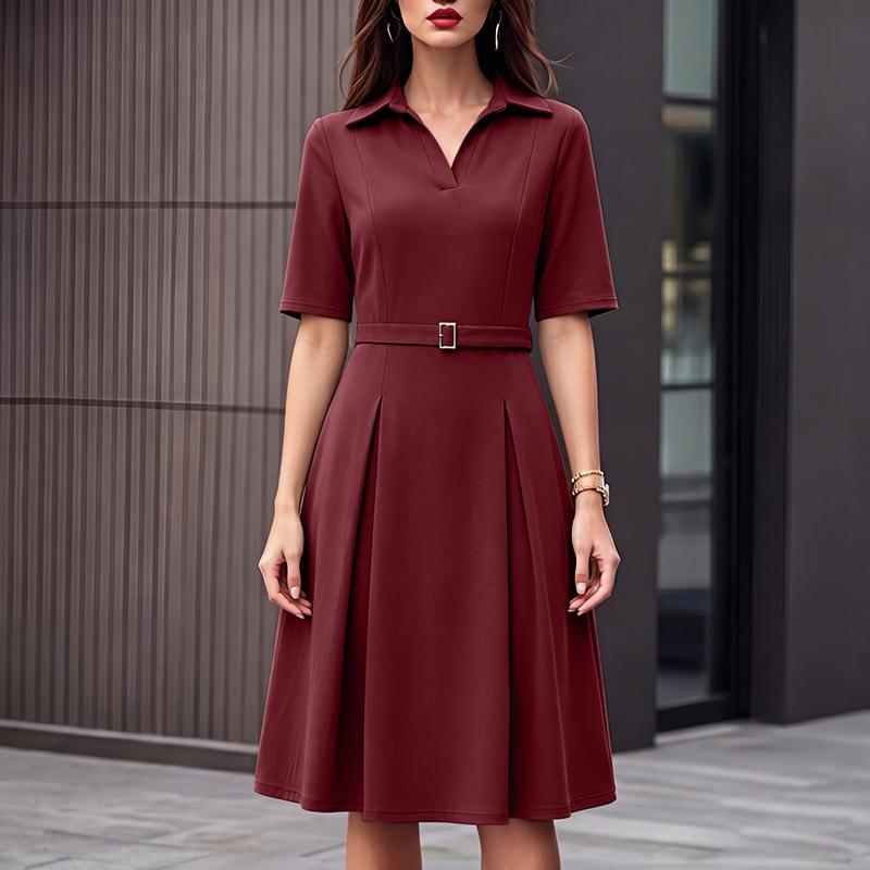 ZANZEA Women Casual Turn Down Collar Solid Color Half Sleeve Dress