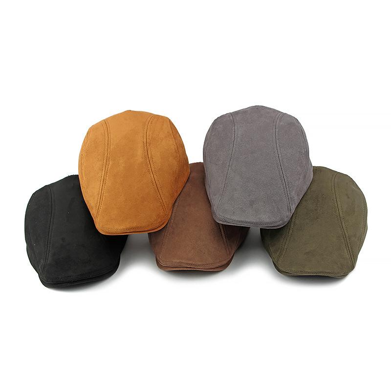 Men Suede Cap Women Beret Spring Autumn British Cap Retro Forward Cap Peaked Cap Gatsby Painters Hats