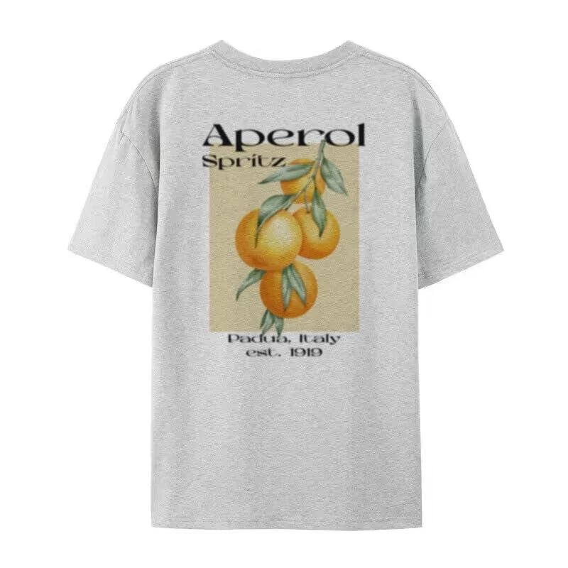 Vintage Orange Fruit Graphic Tees Aperol Spritz Women Oversized T Shirt Retro Aesthetic Cocktail Drink TShirt Unisex Tops Gifts S