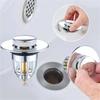 Universal Rebound Drain Plug Filter Basin Pop-up Chrome Sink Filter with Hair Catcher Bathroom Sink Drain Stopper Easy Push Type