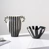 Ceramic Vase Black Check Geometric Striped Flower Pot Flower Vase Ceramic Handicraft Floral Arrangement Accessories