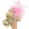 Mesh Flower Feather Headpiece & Gloves Set Cocktail Feathers Hair Clip  for Women Girls