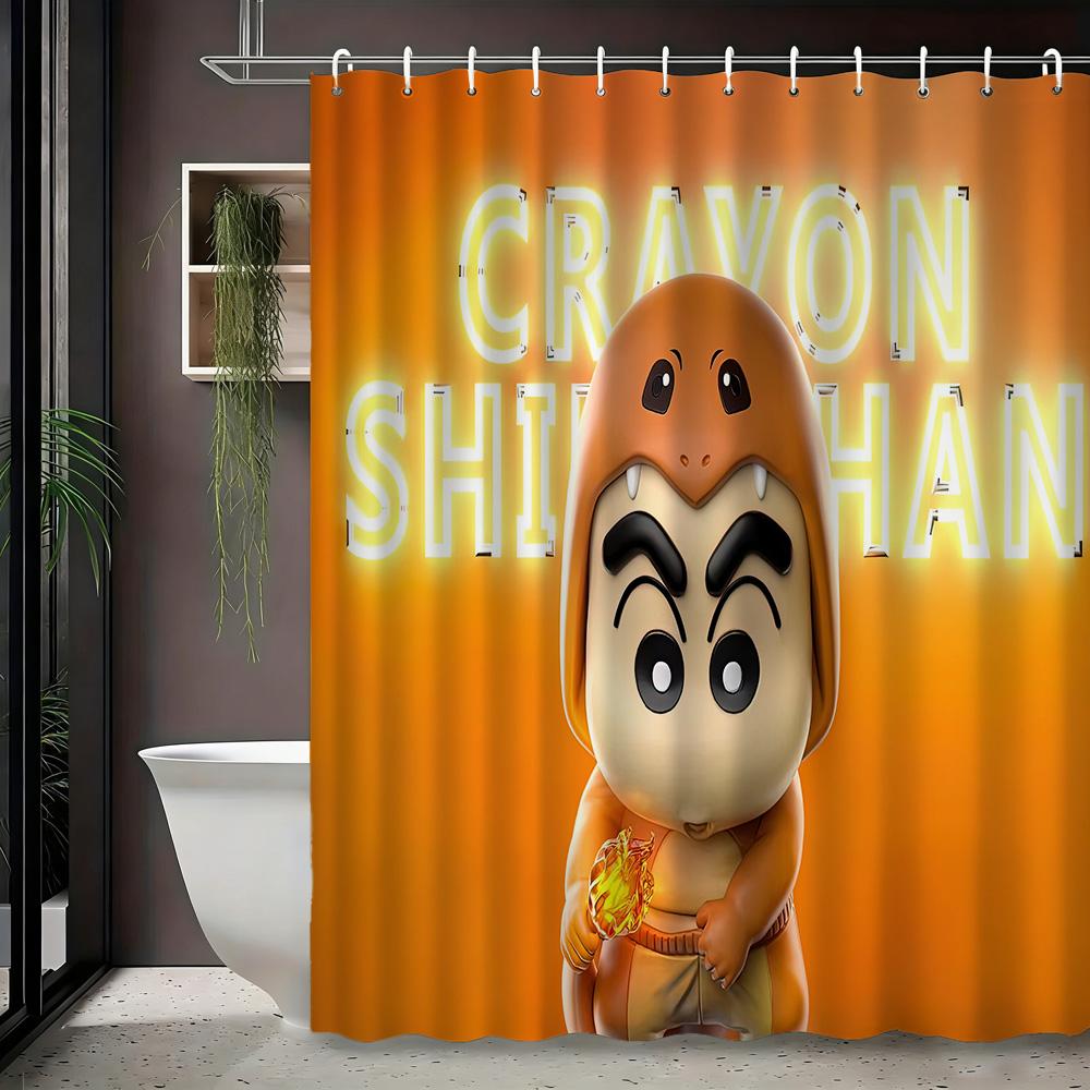 

Crayon Shin-Chan Cowboy Rope Swing 2D Print Waterproof Shower Curtain, Blue Sky Bathroom Decor With Hooks W60H190(CM)-1 Pcs