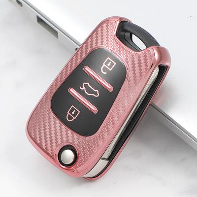 Carbon Fiber TPU Car Key Cover Case for Hyundai I20 I30 Ix35 Solaris Elantra Accent for Kia Ceed K2 K5 Sportage