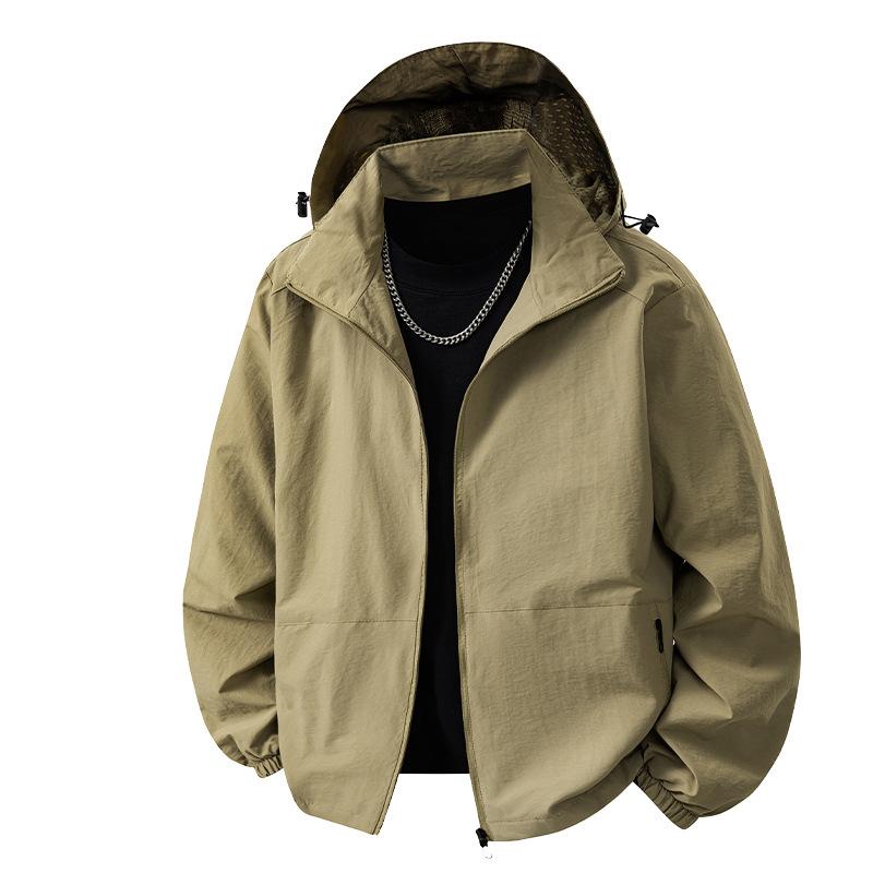 New autumn and winter sunscreen clothing stand-up collar jacket men's jacket men's casual hooded trendy casual versatile jacket