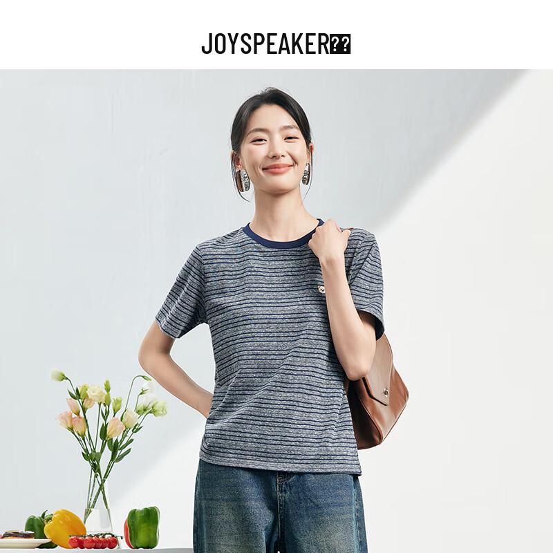

JOY SPEAKER Women s Striped Round Neck T-shirt M