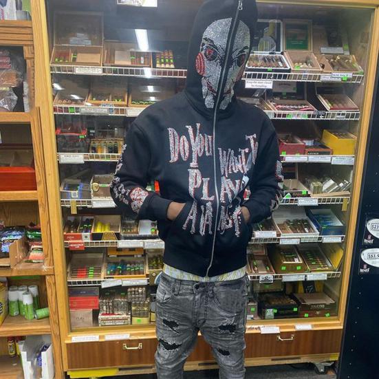 

Yousheng унисекс толстовка на Хэллоуин со стразами и рисунком призрака застежка-молния капюшон карманы длинные рукава косплей костюм для вечеринки осень-зима куртка M чёрный