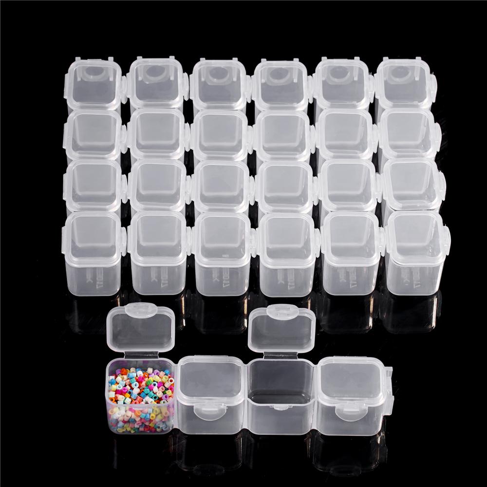 28 Girds Adjustable Plastic Storage Box Beads Ring Pendant Box for Jewelry Nail Art Diamond Painting Accessories Container Boxes