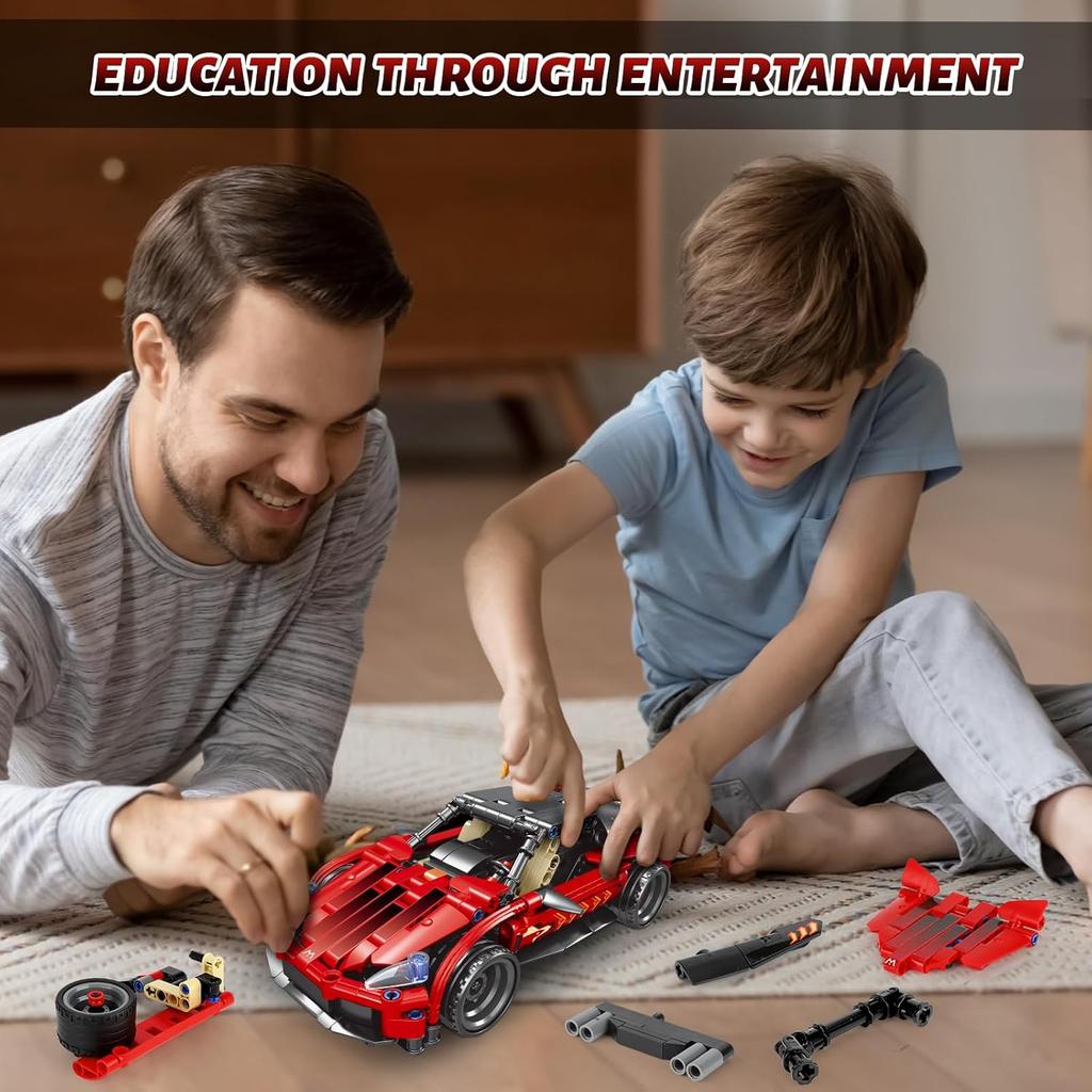 Remote Control Racing Car Building Kit, Compatible with Lego STEM Toys for Kids 2 in 1 Model Car Kit 425 PCS, Gifts Toys for Age 6-12 Years Old Kids