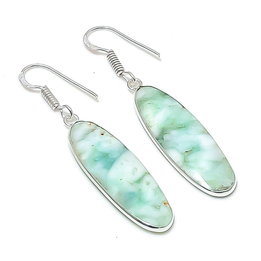 Natural Chrysoprase Gemstone 925 Sterling Silver Jewelry Earring 2.13  AEE-11162