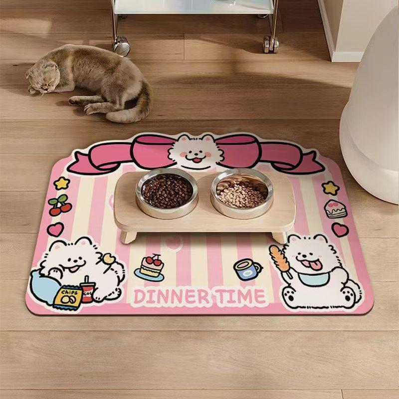 Cartoon Cute Diatom Mud Pet Placemat - Absorbent, Easy-to-Clean Mat for Cats and Dogs