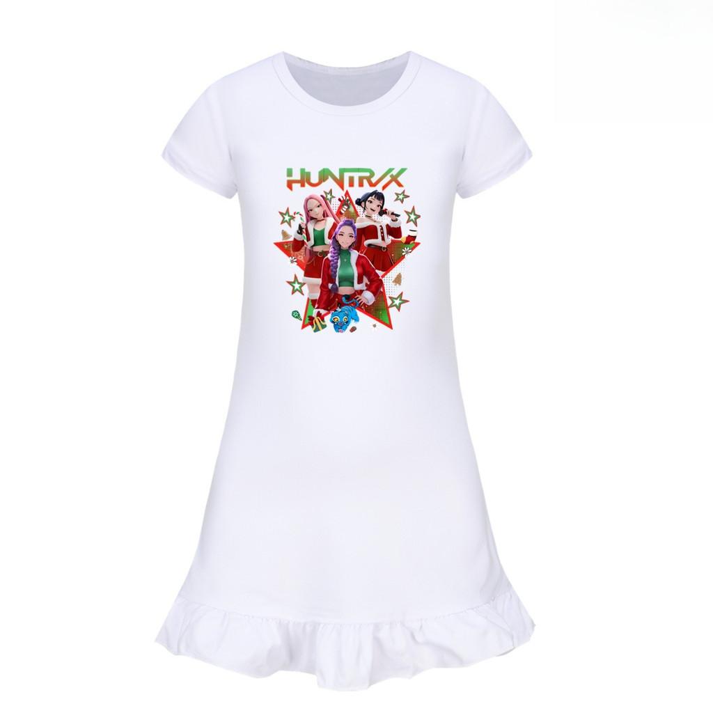 5182 Kids Girls Christmas New Year Mira Zoey Rumi Printed Ruffle Short Sleeves Casual Dress