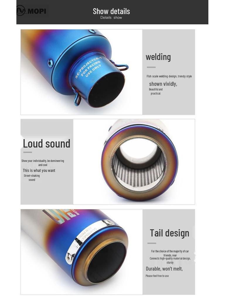51mm Small Titanium-Iron Cannon Exhaust Pipe for SC Motorcycle Modification - Universal for Kawasaki, Chunfeng, Yamaha