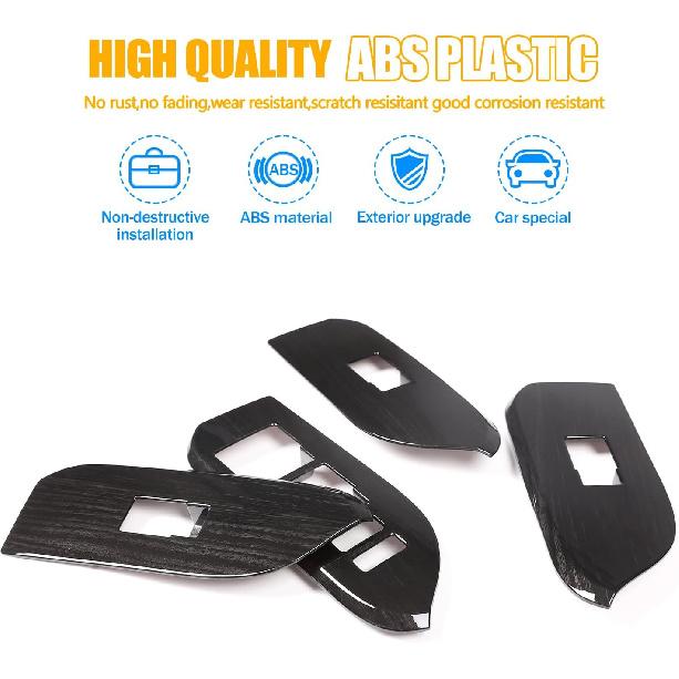 LLKUANG Window Lift Switch Button Frame Cover Trim Compatible with Toyota Land Cruiser Prado FJ150 LC150 150 2010-2018,Car Door Window Glass Lift