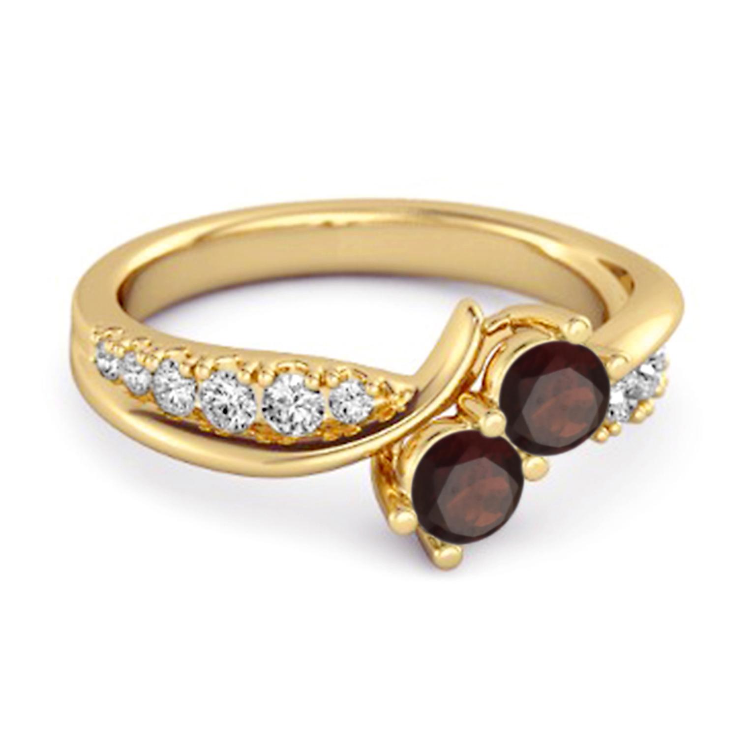Garnet Twin Stone pave Bypass Ring - 925 Sterling Silver Gold Vermeil 8