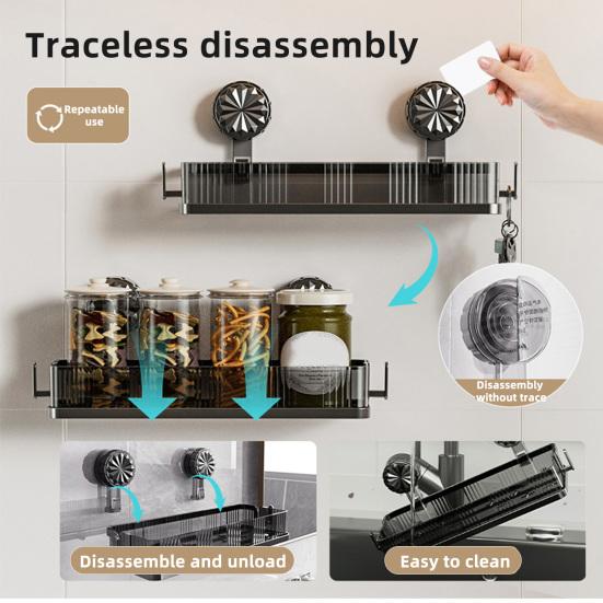 Bathroom Storage Shelf with Suction Cup Strong Load-bearing Hook Design Easy To Install Storage Rack Shower Caddy