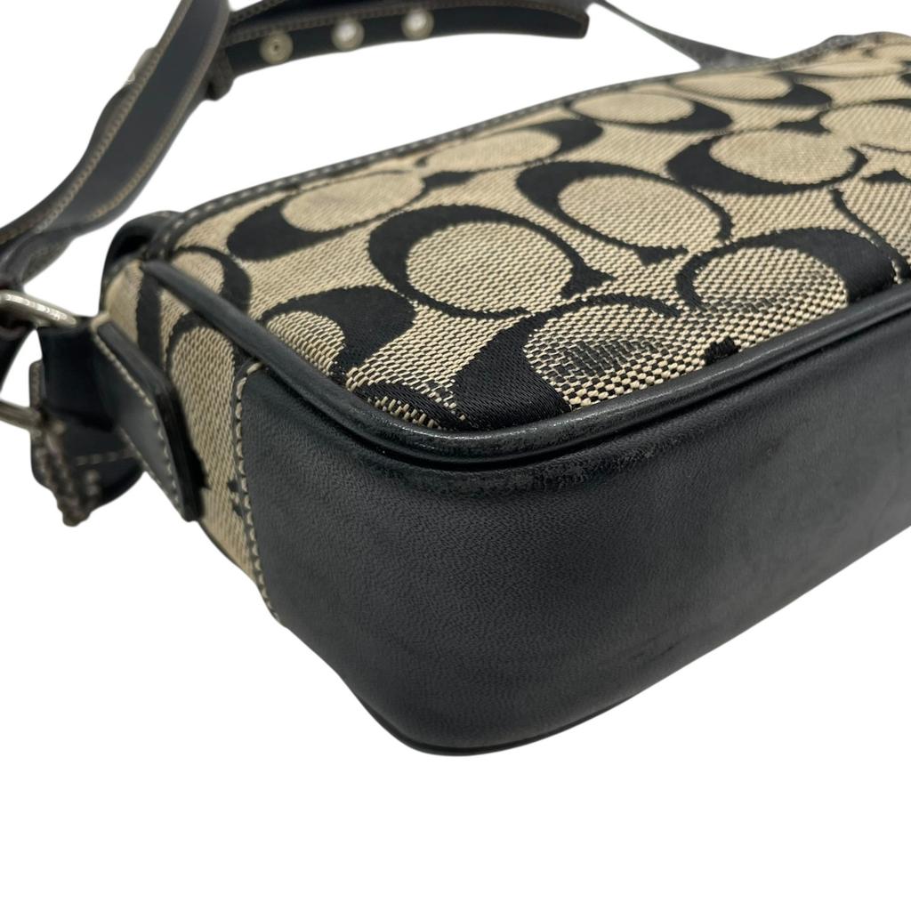 Used COACHShoulder Bag black/beige canvas/leather Women