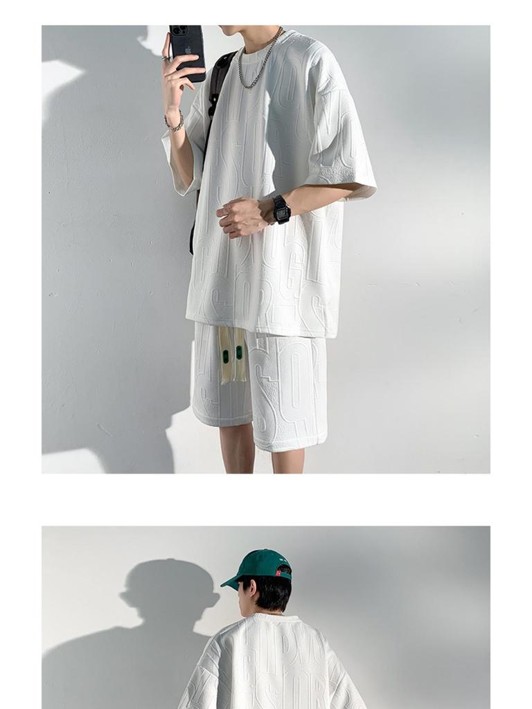 Men's Trendy Summer Short-Sleeved T-Shirt and Shorts Set - Loose Fit, Casual Plus Size Ensemble