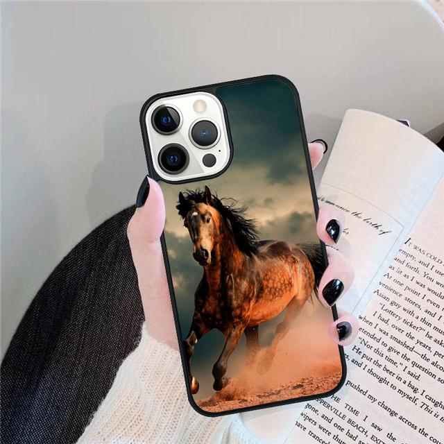 Black Strong Beauty Horse Stallion Cover For iPhone 17 Air 15 16 14 13 12 Pro Max 11 Pro Max Plus Phone Case Coque