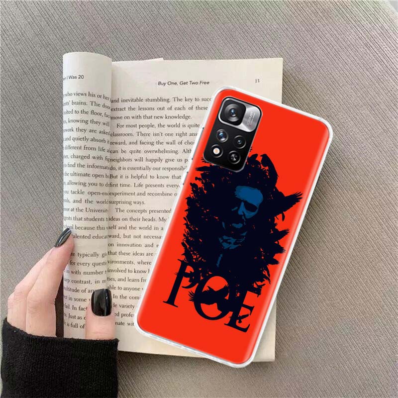 Edgar Allan Poe Phone Case For Redmi Note 13 12 Pro Plus 14 15 Pro 5G 11 11T 11E 11S 10 Pro 10S 9 9S Cover Cell Clear TPU Capa C