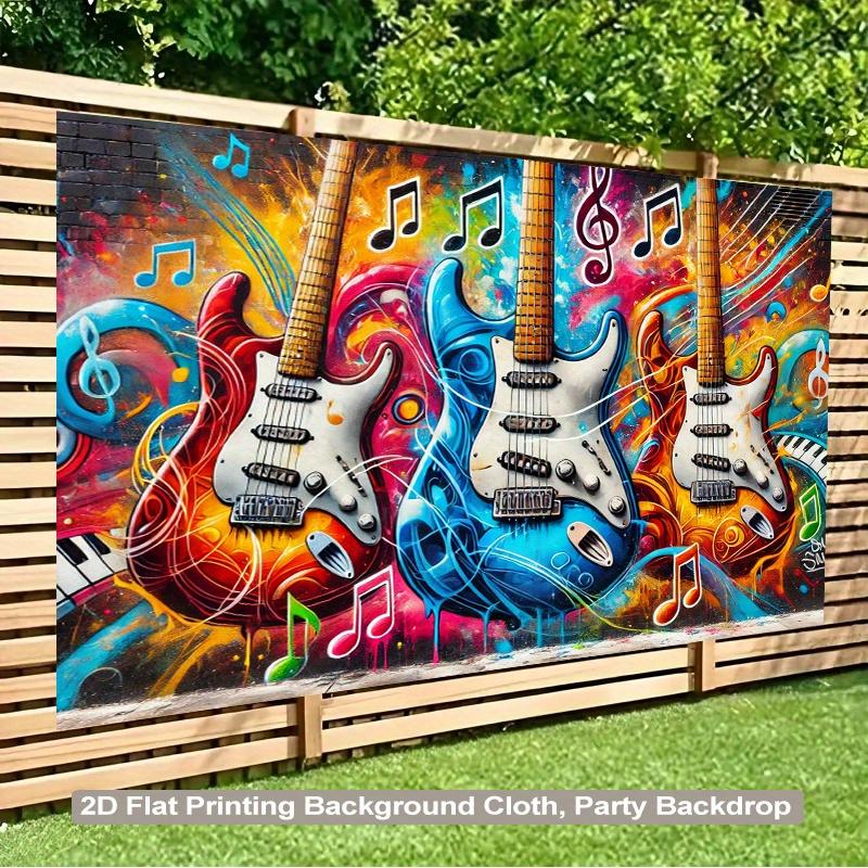 1 piece of 2D plane, 2D plane printed background banner, colorful guitar background fabric, and vibrant decorative fabric