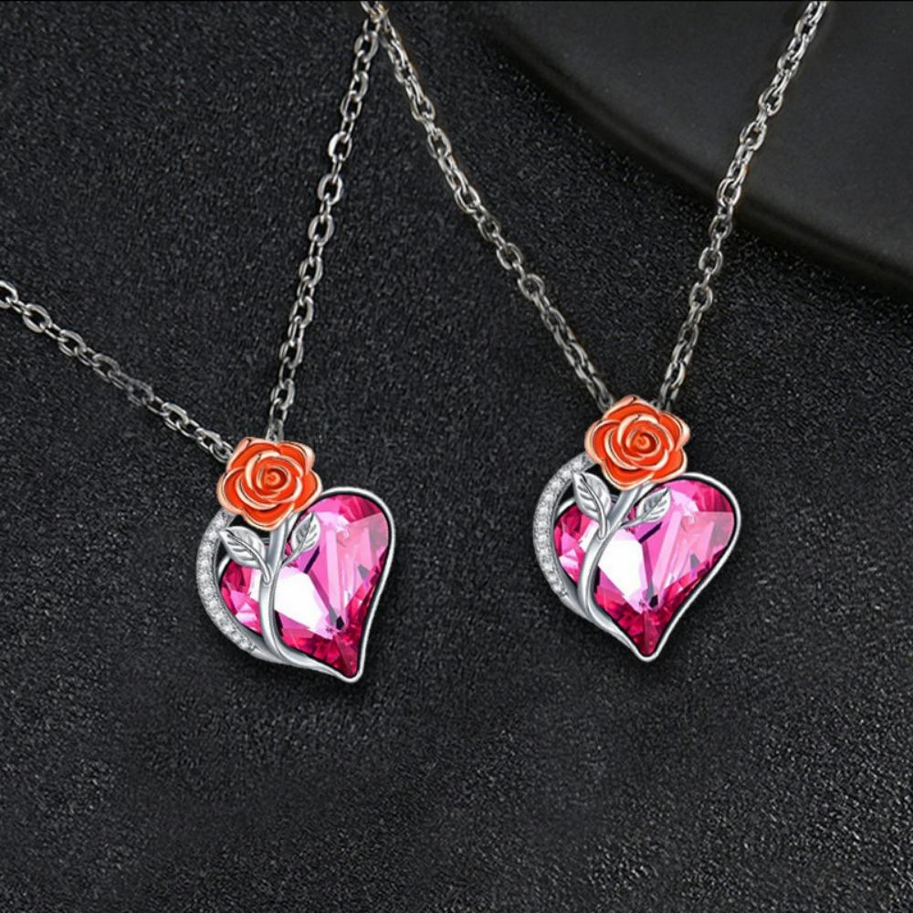 Κρεμαστό κολιέ ζιργκόν τριαντάφυλλο σε σχήμα καρδιάς Δώρο γυναικείο κόσμημα