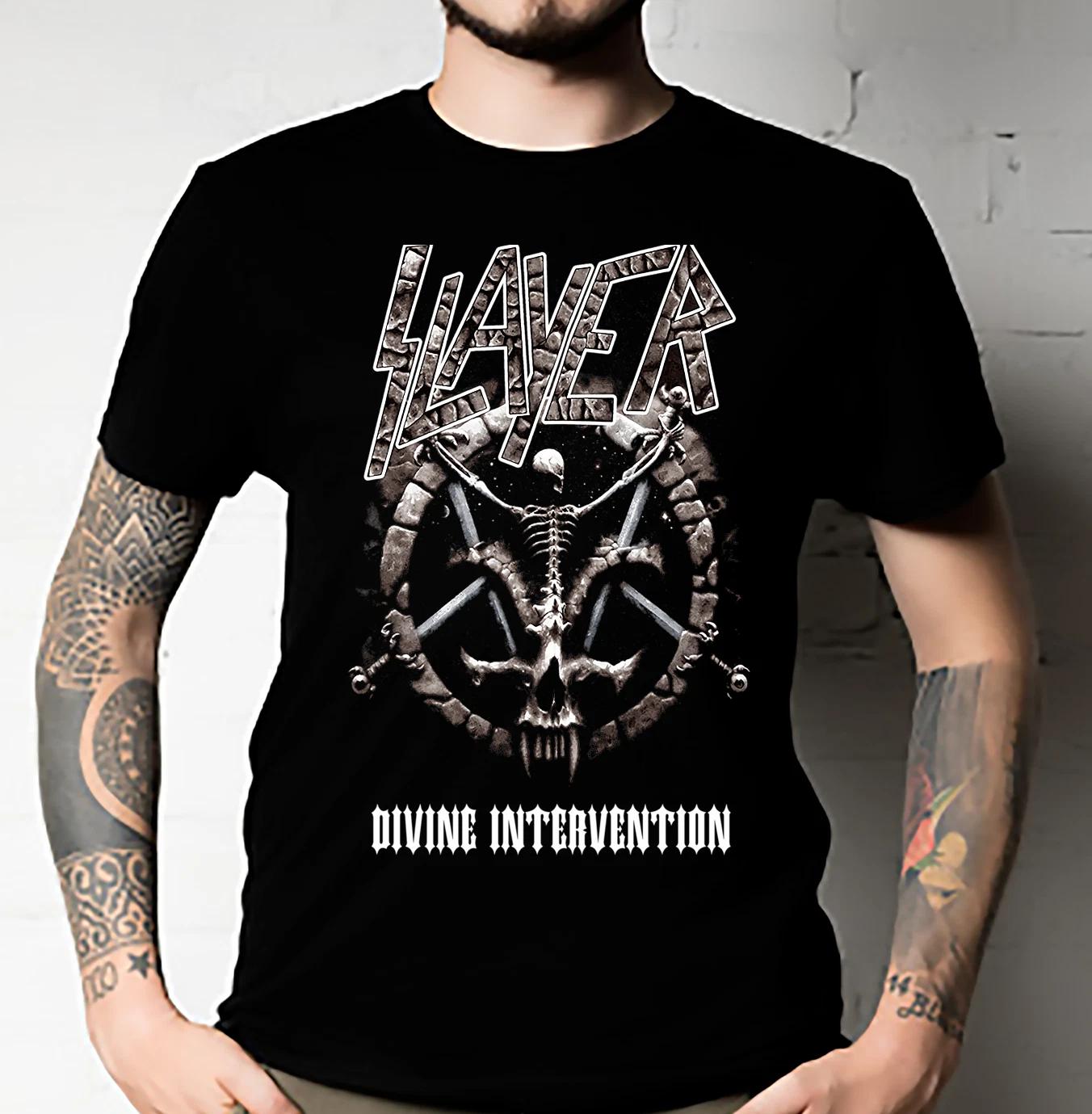 Men s and Women s T-shirts slayer divine intervention, Official Crowned Skull Metal Band M