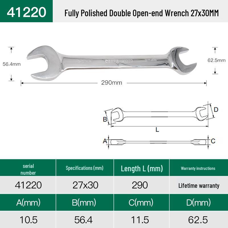SATA Double-Headed Open-End Spanner Set: 8/10/12/14/17/19/22mm Fixed Forked Wrench