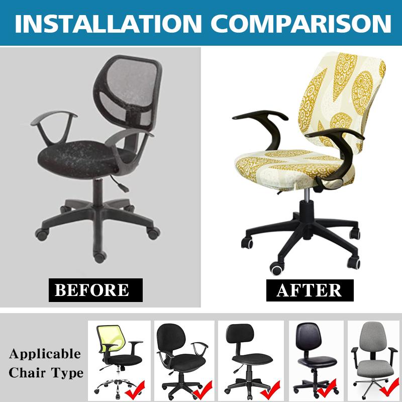 2pcs/set Split Office Chair Cover Stretch Lift Computer Armchair Slipcover Rotating Stool Seat Protector Removable