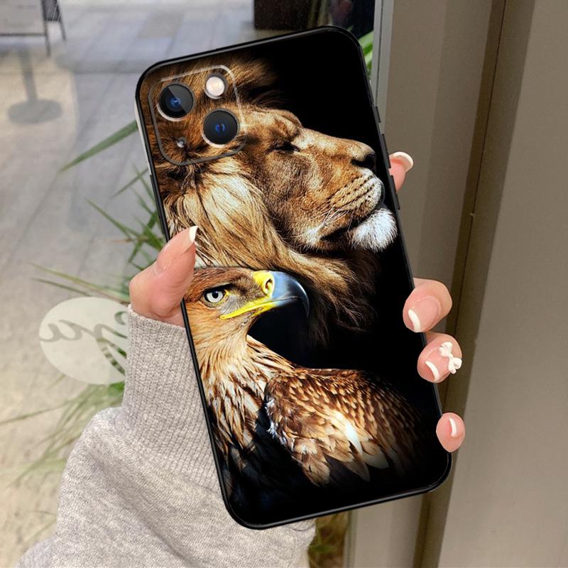 

Чехол для телефона с изображением животных: Лев, Волк, Тигр, Орел. Для iPhone 15 14 16 Pro Max 11 12 13 Pro Max Mini XR 16e 16 15 Plus. Задняя крышка iPhone 15