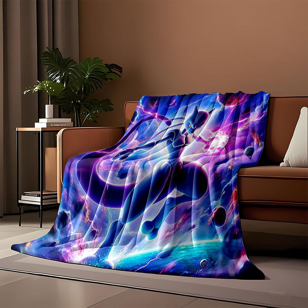 A glowing, humanoid figure with cosmic and lightning effects around. for all seasons blanket lunch break throw gift
